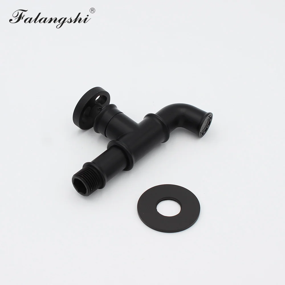 Bathroom Bibcock Faucet Brass Matte Black Decorative Outdoor Garden Taps for Washing Machine Toilet Mop Faucet Wall Mount WB8509