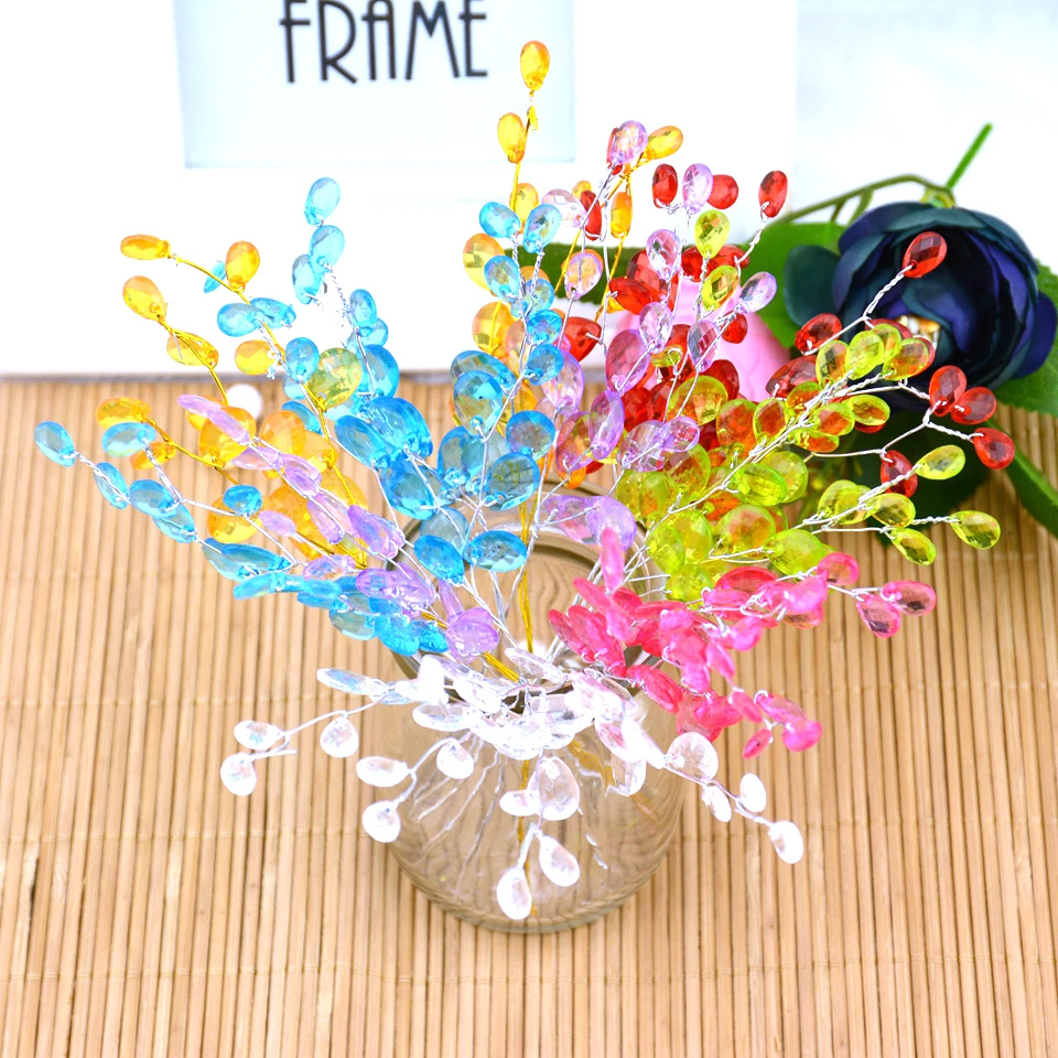 5/10/20 pz Bouquet di fiori artificiali fiori di cristallo per la decorazione della casa di nozze ghirlanda fai da te regalo Scrapbooking mestiere