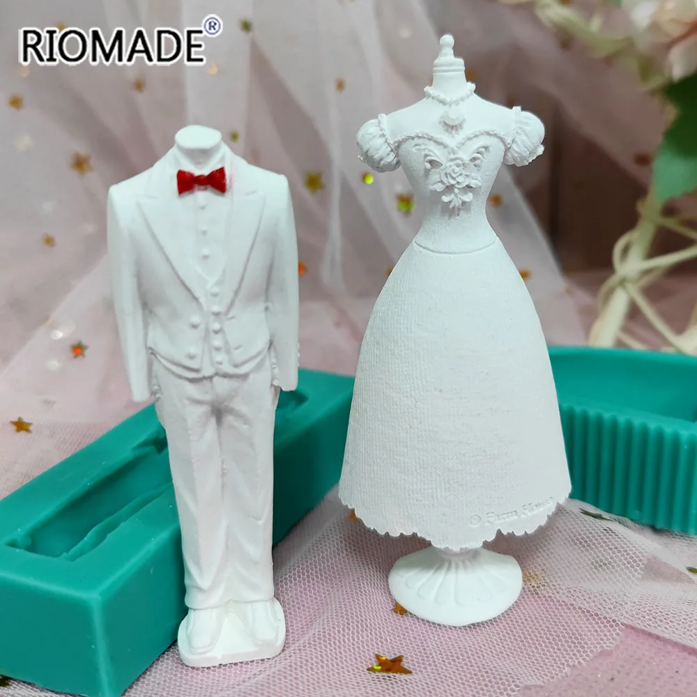 Wedding Dress Silicone Mold Marry Styles Fondant Cake Decorating Tools Chocolate Mousse Dessert Sugar Kitchen Baking Mould