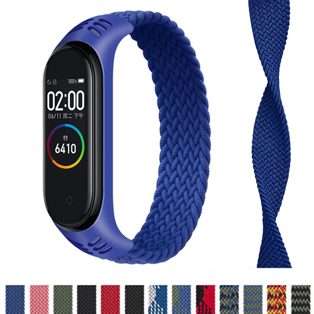 strap for Mi band 7 6 band Nylon Braided Solo Loop pulseira bracelet Miband4 miband5 Wristband for xiaomi Mi band 3 4 5 6 7 band