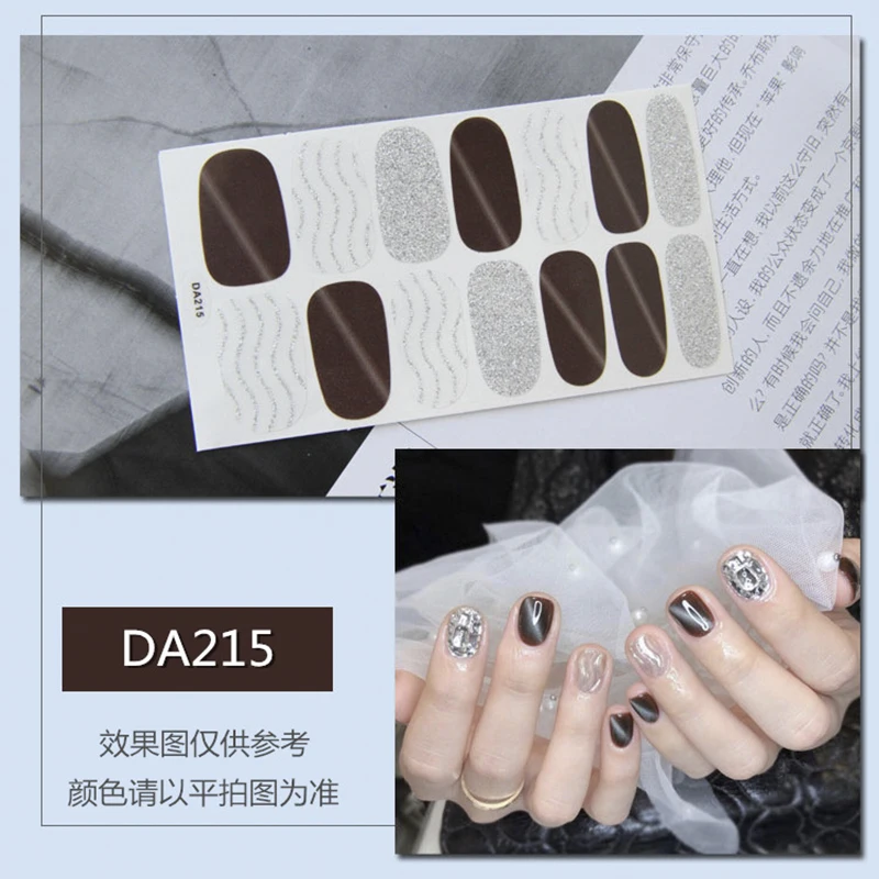 Lamemoria14 tips Nail Stickers New Product Full Coverage 3D Complete Nail Decals Waterproof Self-adhesive DIY Manicure