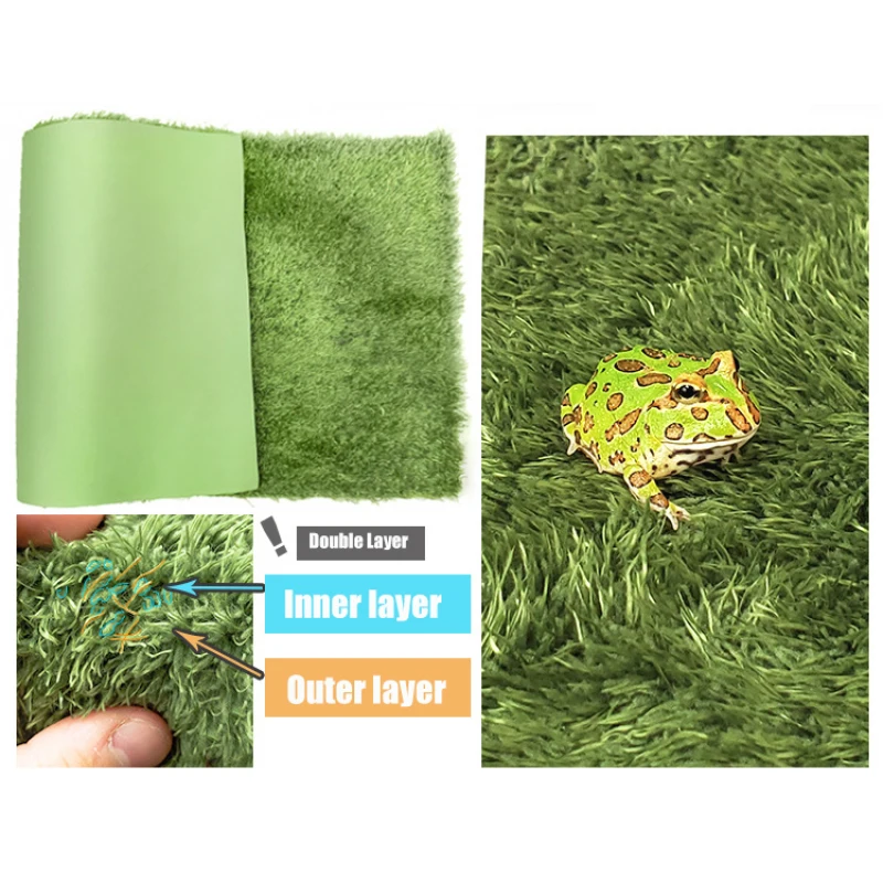 Thicken Double Layer Reptile Pets Moss Carpet Cushion Material Frog Tortoise Snake Lizard Mats Moisturizing Fake Lawn