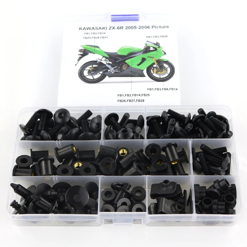 Fit For Kawasaki ZX6R ZX-6R 2005 2006 Motorcycle Complete Full Fairing Bolts Kit Screws Fairing Clips Nut Steel