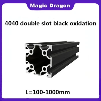 1 Stück Schwarz 4040 Doppelschlitz V-Nut Anodische Oxidation Aluminium-Strangpressprofil für CNC-3D-Drucker Länge 100–1000 mm 40 x 40