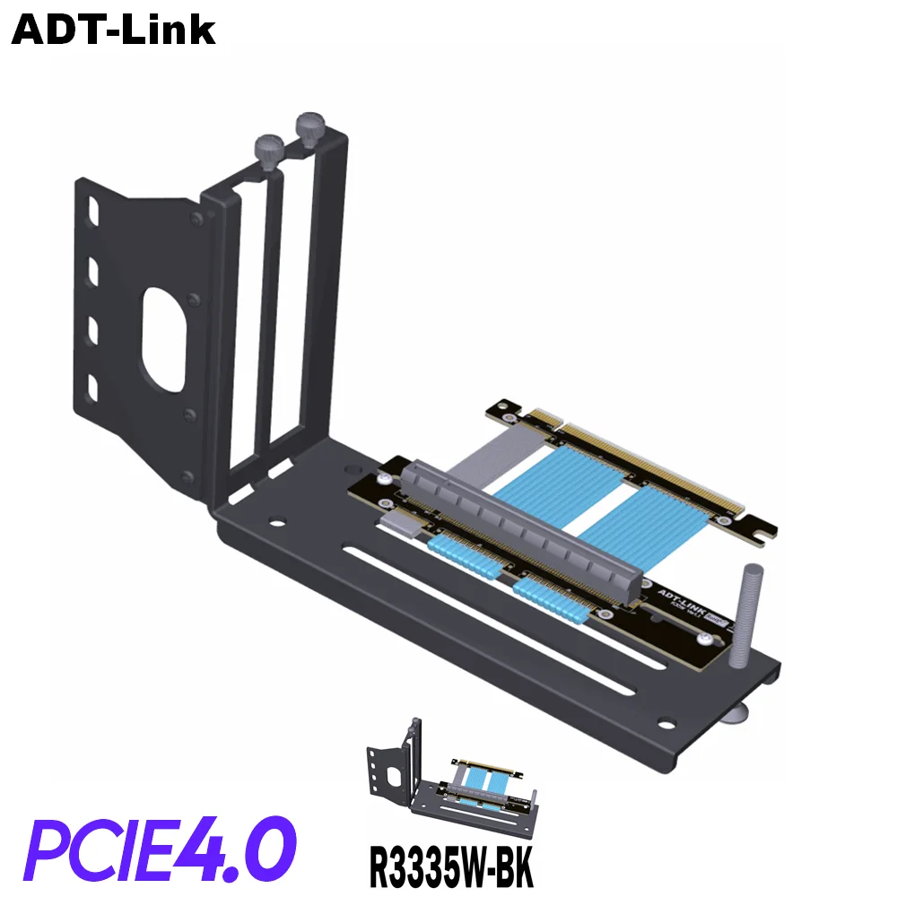 

ADT-Link Graphics Cards Vertical Bracket PCIe 4.0 x16 graphics video card to PCIe 4.0 x16 slot extension cable for ATX PC-Case