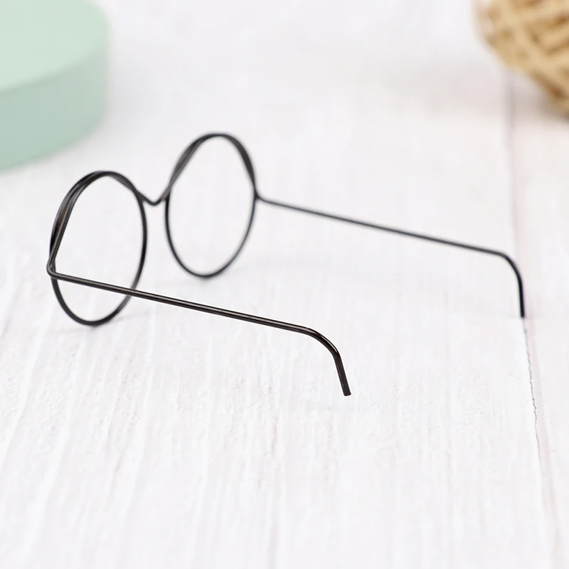 10Pcs Fashion Round Frame Lensless Retro Cool Doll Glasses For Doll 30cm Round Frame No Lens Retro Cool Doll Glasses Black