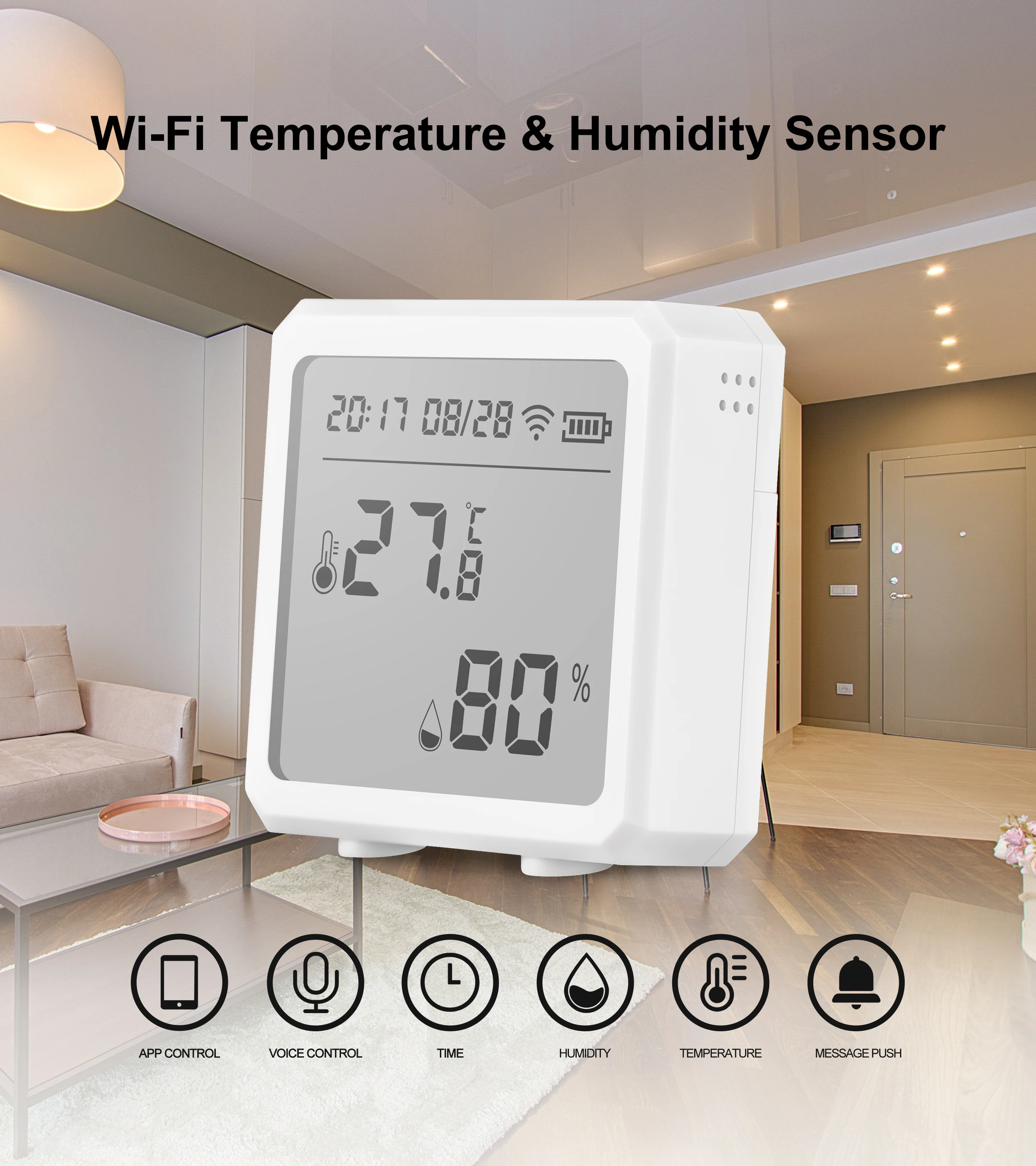 Tuya Smart WIFI Temperature And Humidity Sensor Indoor Hygrometer Thermometer With LCD Display Support Alexa Google Assistant