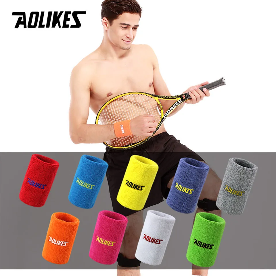 AOLIKES Wrist Sweatband Tennis Sport Wristband Volleyball Gym Wrist Brace Support Sweat Band Towel Bracelet Protector 8 /11cm