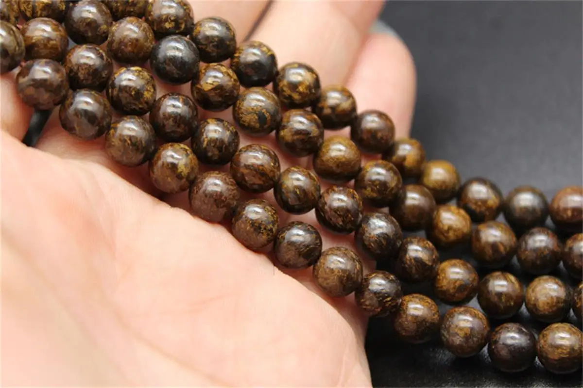 

4-14mm Natural smooth Bronzite round beads For DIY Necklace Bracelet Jewelry Making Loose 15" Free Shipping