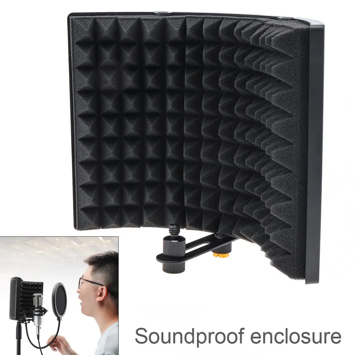 Plastic Microphone Isolation Shield 3-Panel Curved Surface Wind Screen 3/8\