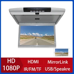 Car Monitor 17.1 Inch HD LCD Screen MP5 Video Player Car Roof Mount Display Multimedia Ceiling TV Mirror Link FM IR HDMI Speaker