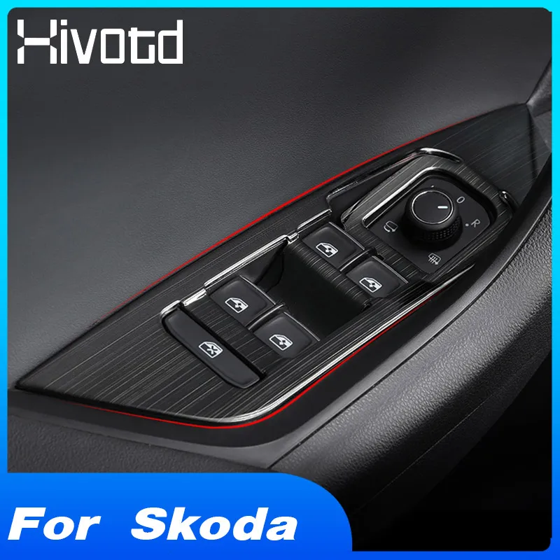 Voor Skoda Kodiaq 2020-2019 Accessoires Autoruit Lift Binnendeur Armsteun Handvat Panel Trim Cover Interieur Decoratie Auto-onderdelen
