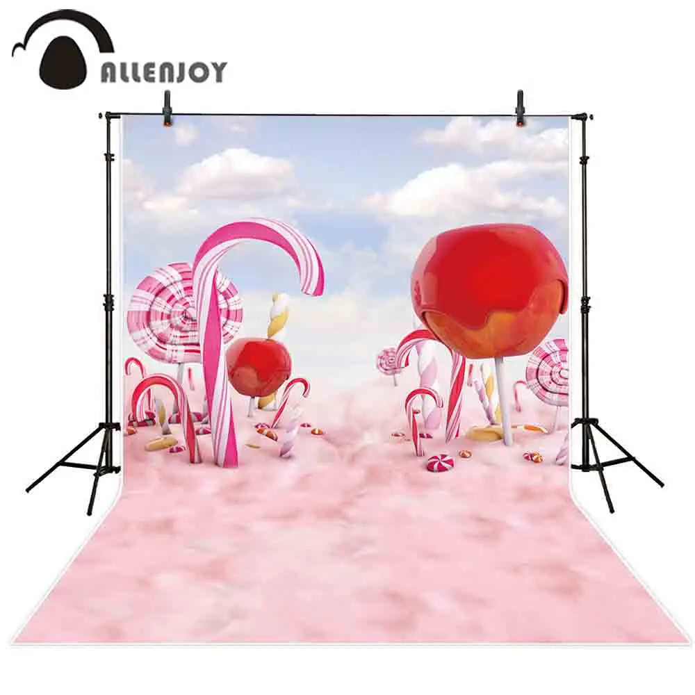 Allenjoy-fondos de fotografía para estudio fotográfico, telón de fondo de caramelo, tierra, bar, rosa, malvavisco, nubes, cielo, baby shower, sesión fotográfica