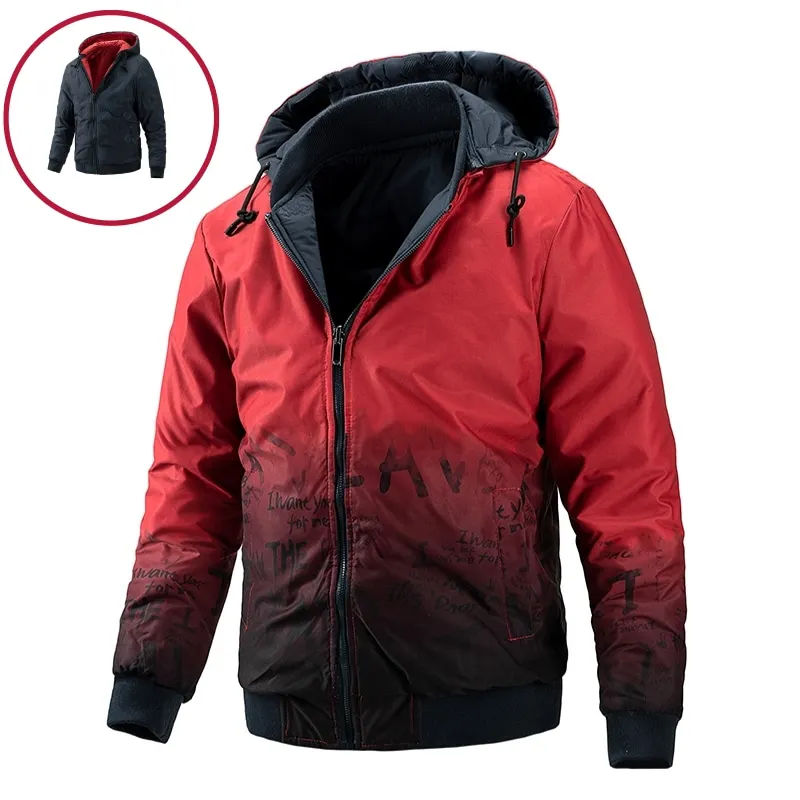

Fashion Double Face Removable Hat Winter Jacket Men Casual Solid Color Waterproof Parkas Men Winter Streetwear Warm Coat Men