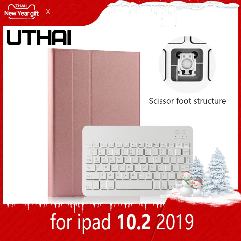 UTHAI E026 For iPad Tablet PC Case_2019 New Keyboard Holster 10.2 Inch Tablet Wireless Bluetooth-compatible Keyboard