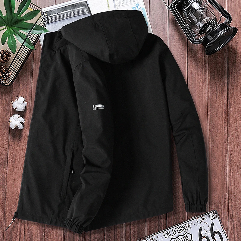 Men's Jacket L-8 XL Wholesale Price Leisure Casual Jackets for Men Hooded Zipper Pockets Print Letters Windproof Simple Hot.