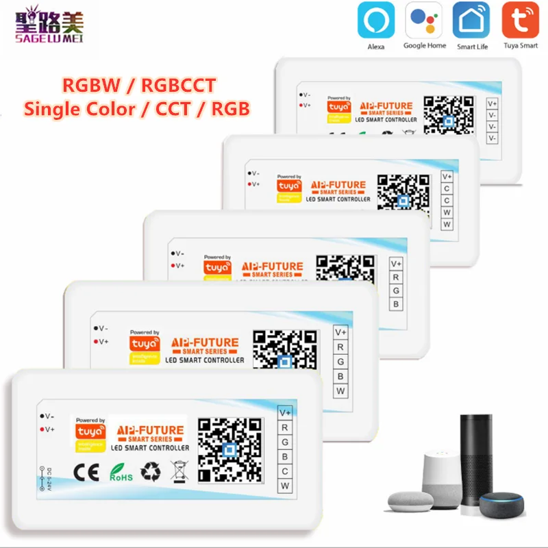 DC5-24V Tuya Wireless LED Wifi Controller IOs Android APP Alexa Google Voice Control for DIM CCT RGB RGBW RGBCCT 12V Led Strip