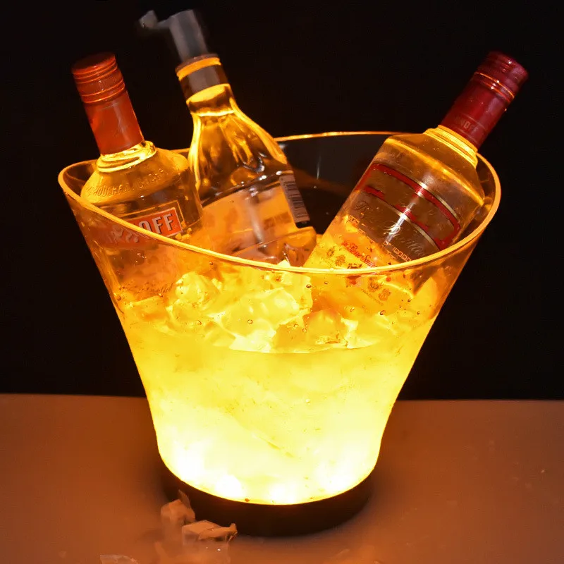 6.5L Waterproof ABS LED Ice Bucket 7 Color LED Champagne Bowl KTV Bars Nightclubs LED Light Up Beer Bucket Bars Night Party