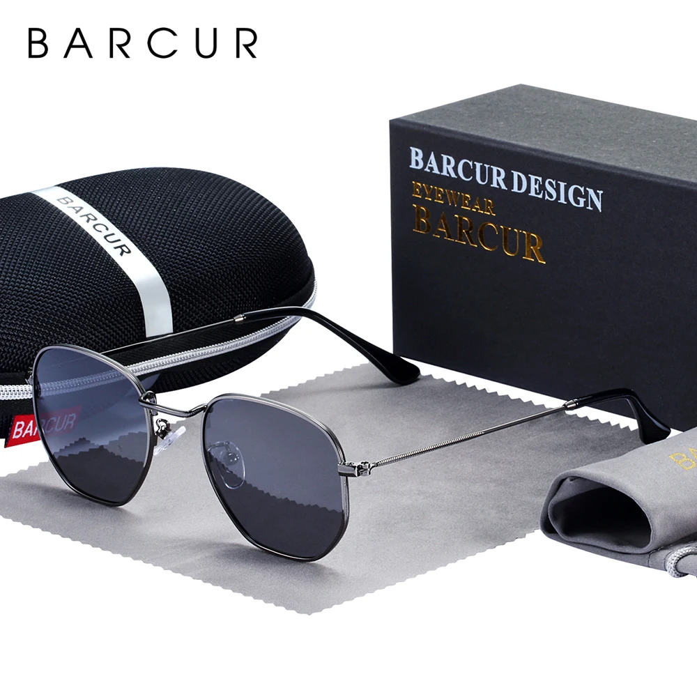 

BARCUR Stainless Steel Polarized Sunglasses Men Travel Driving Sun Glasses Classic Male Eyewear Gafas Oculos De Sol