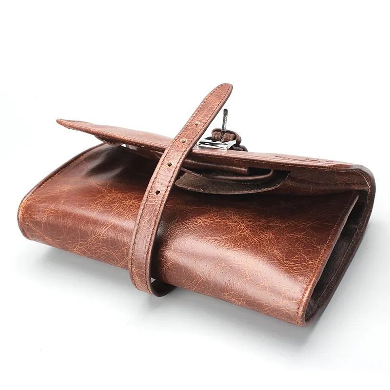 OLDFOX Leather Smoking Tobacco Pipe Pouch Bag Organize Case Pipe Accessories Tool Holder Pocket for 2 Pipe & 2 Cigar fc0008