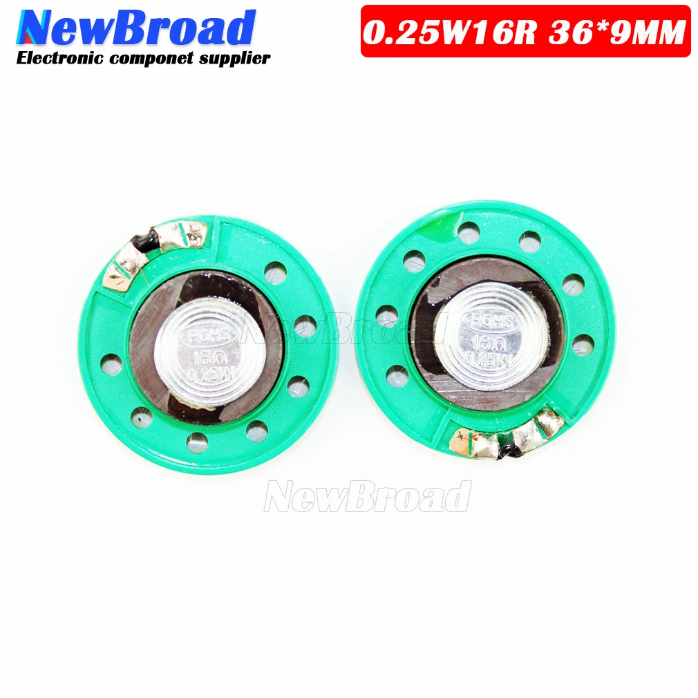 2pcs/lot New Green Ultra-thin Mini speaker 16 ohms 0.25 watt 0.25W 16R speaker Diameter 36MM 3.6CM thickness 9MM 0.25W16R 36*9MM