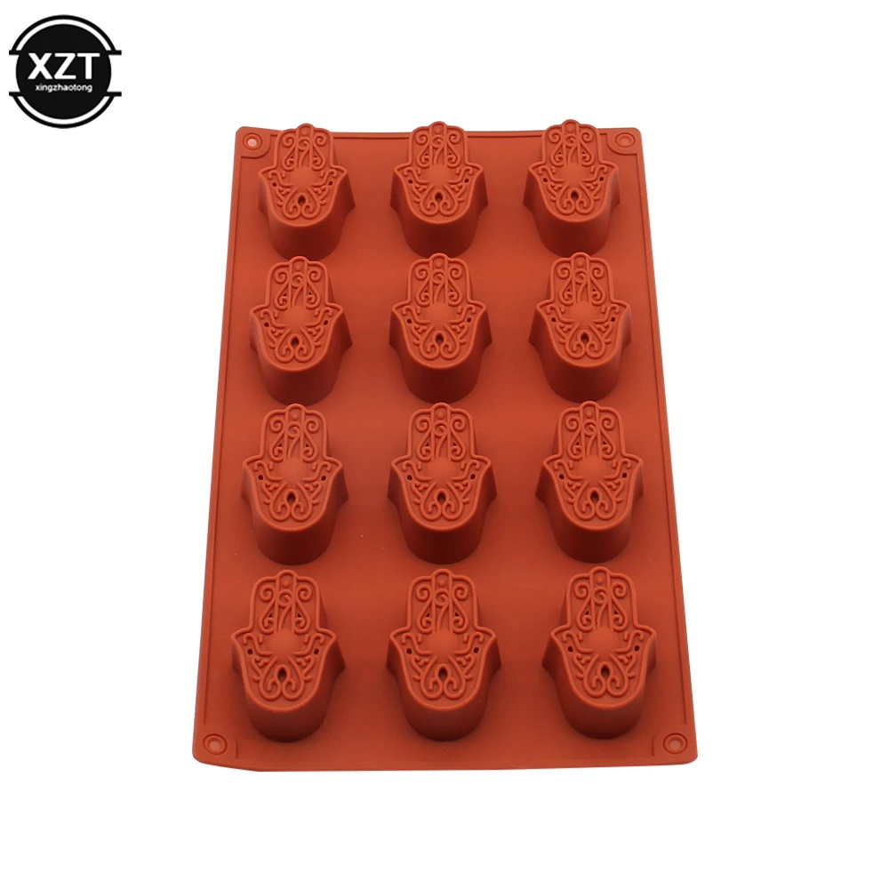 

12 Holes Mold Silicone Mini Lotus in The Palm Soap Khamsah DIY For Soap Making Hand of Fatima Mascot Mold