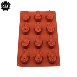 12 Holes Mold Silicone Mini Lotus in The Palm Soap Khamsah DIY For Soap Making Hand of Fatima Mascot Mold