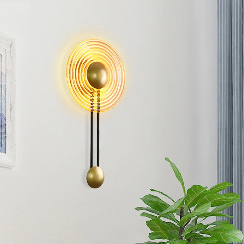 Led Metal Glass Clock Shaped Decoration Wall Ligh European Luxury Living Room Bedroom Bedside Aisle Balcony Corridor Sconce Lamp