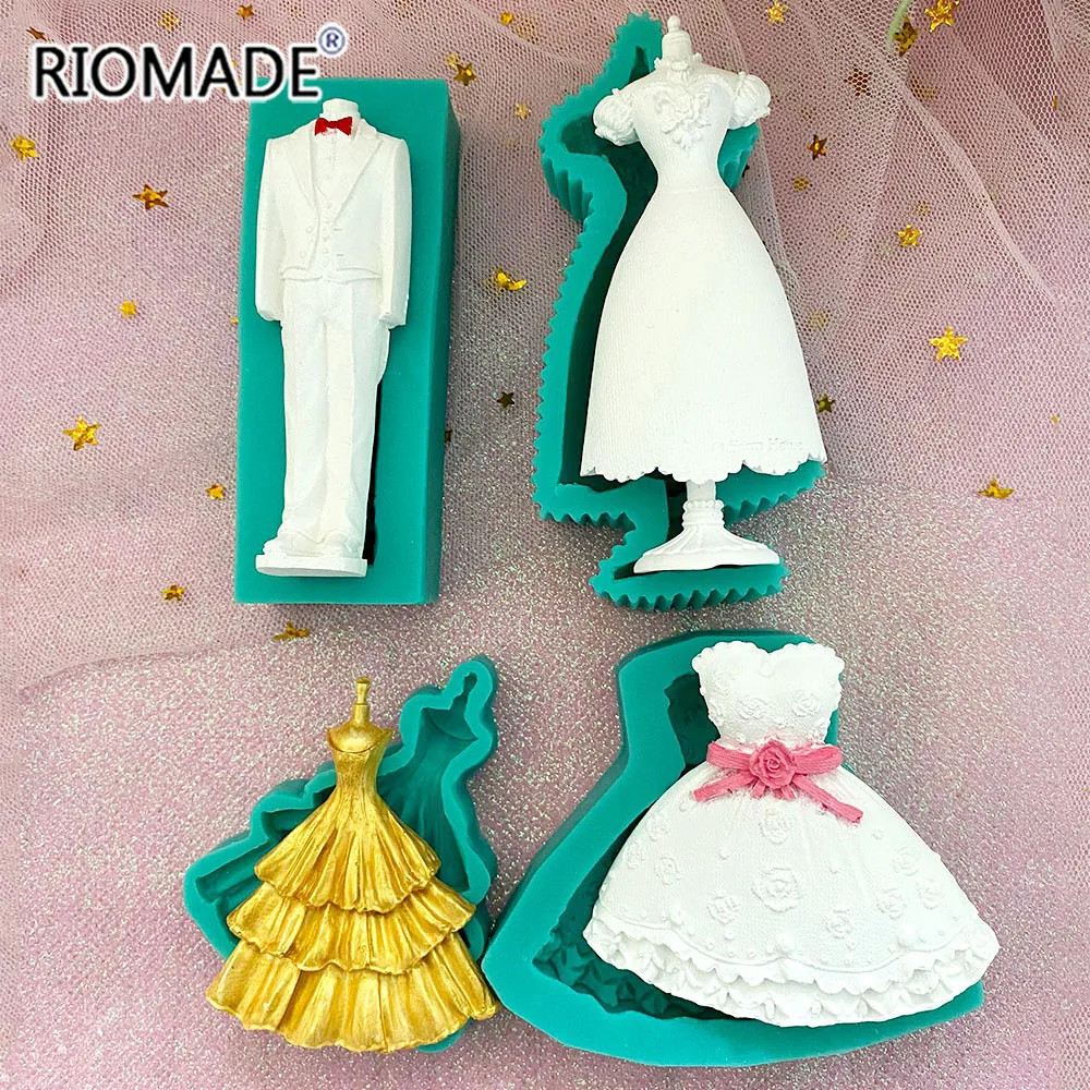 Wedding Dress Silicone Mold Marry Styles Fondant Cake Decorating Tools Chocolate Mousse Dessert Sugar Kitchen Baking Mould