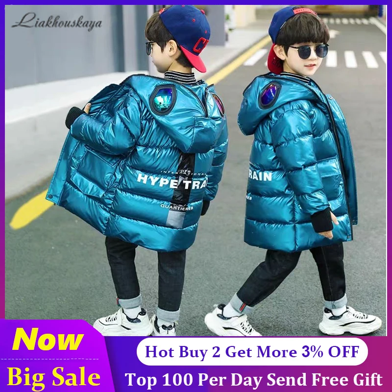 Kids Winter Jacket For Boy Children\'S Outerwear Fashion Thick Long Coats Girls Hooded Snowsuit Children Glasses Overcoat Parkas