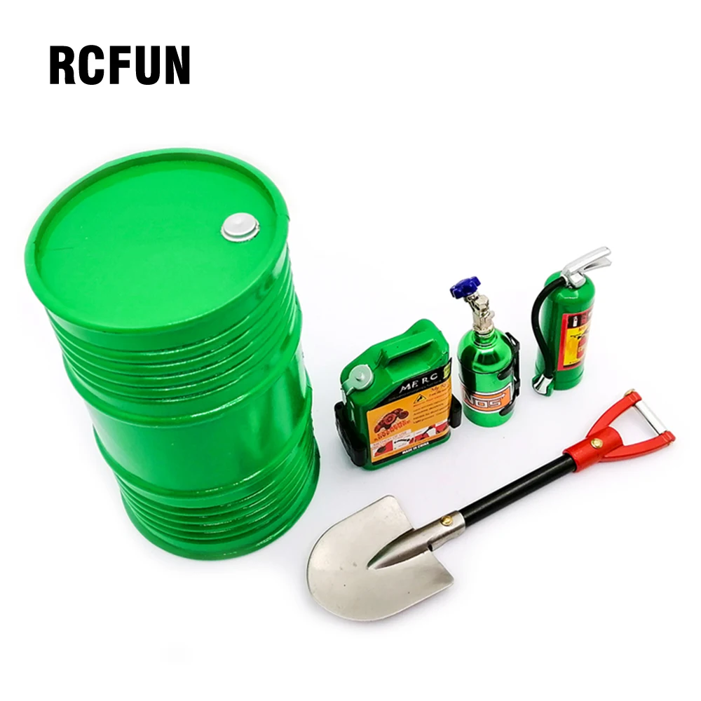 

5pcs Metal Decoration Fuel tank oil drum nitrogen tank shovel fire extinguisher for 1:10 RC Rock Car TRX4 Axial SCX10 S275
