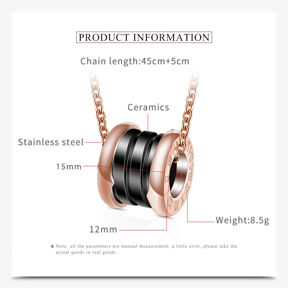 NIBA Roman Numerals Ceramic Necklace For Women Classic Design White Black Spiral Pendant Choker High Quality Luxury Jewelry