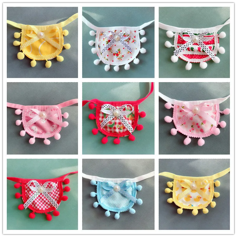 Pet bib dog saliva towel plaid lace border decorations cat bib small dog cat Neckerchief Pet Cats Kitten Flower Lace Bow Collar