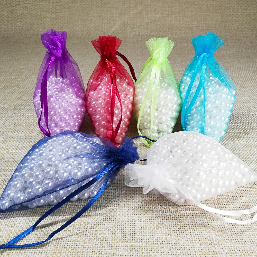 50pcs/lot Small & Large Organza Bag Wedding Pouches Jewelry Packaging Bags Birthday Party Christmas Gift Bags 11 Sizes 24 Color