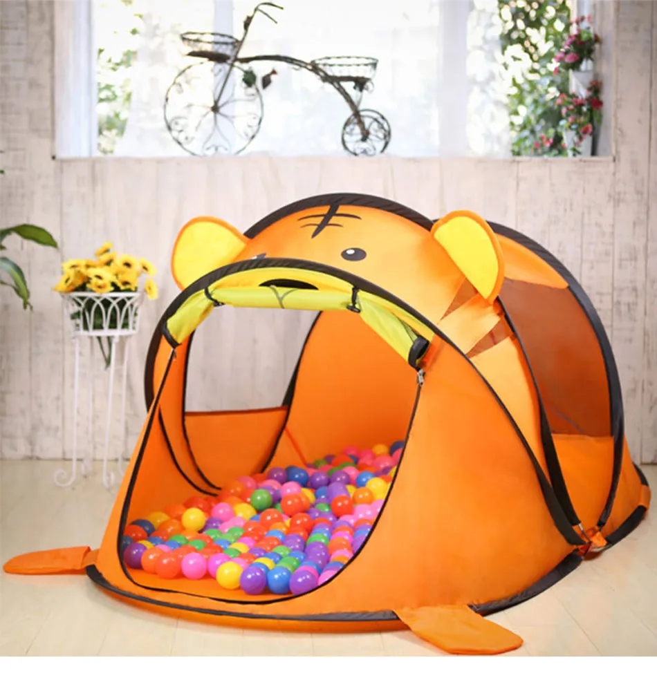 Tiger Kids' Tent Cartoon Animal Tent Kids Baby Foldable Portable Playhouse Comforting Sleeping Indoor Outdoor Toys for Children