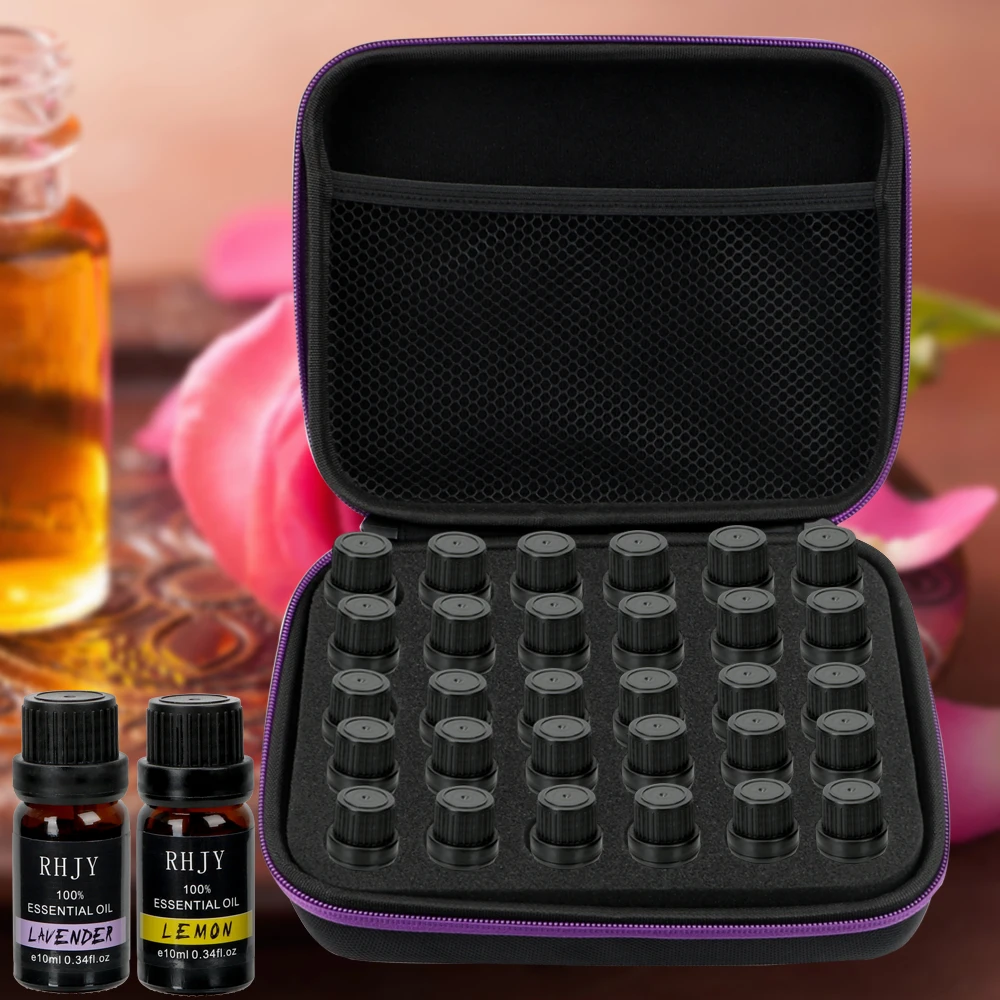 30 Bottles 5ML Essential Oil Case Perfume Oil Box Nail Polish Storage Bag Shockproof Portable Travel Cosmetic Organizer