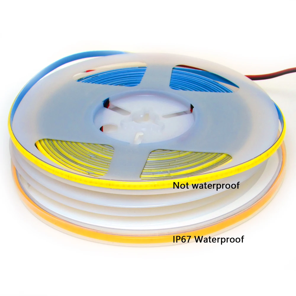 Imagem -03 - Fcob Conduziu a Luz de Tira Dc12v 24v Impermeável 320 384 528 Leds m Ra90 Quente Densidade Natureza Flexível Macio Cob Luzes de Tira Led 12v 24v