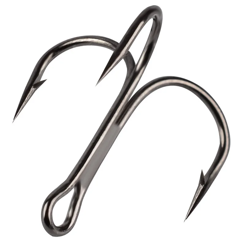 10Pcs/Lot High Carbon Steel Sharp Treble Hooks For Lure 2/4/6/8/10# Black Barbed Fishing Hook Tackle For Bass Peche Carp