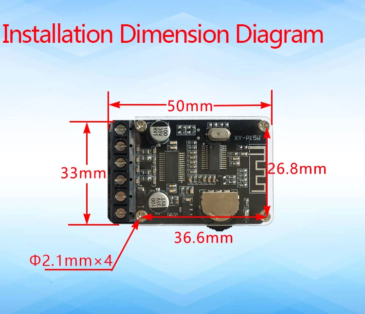 1/2/5 Stück XY-P15W 10W/15W/20W Stereo Bluetooth-5.0 Leistungsverstärker-Platine 12V/24V Hochleistungs-Verstärkermodul – Detail 3