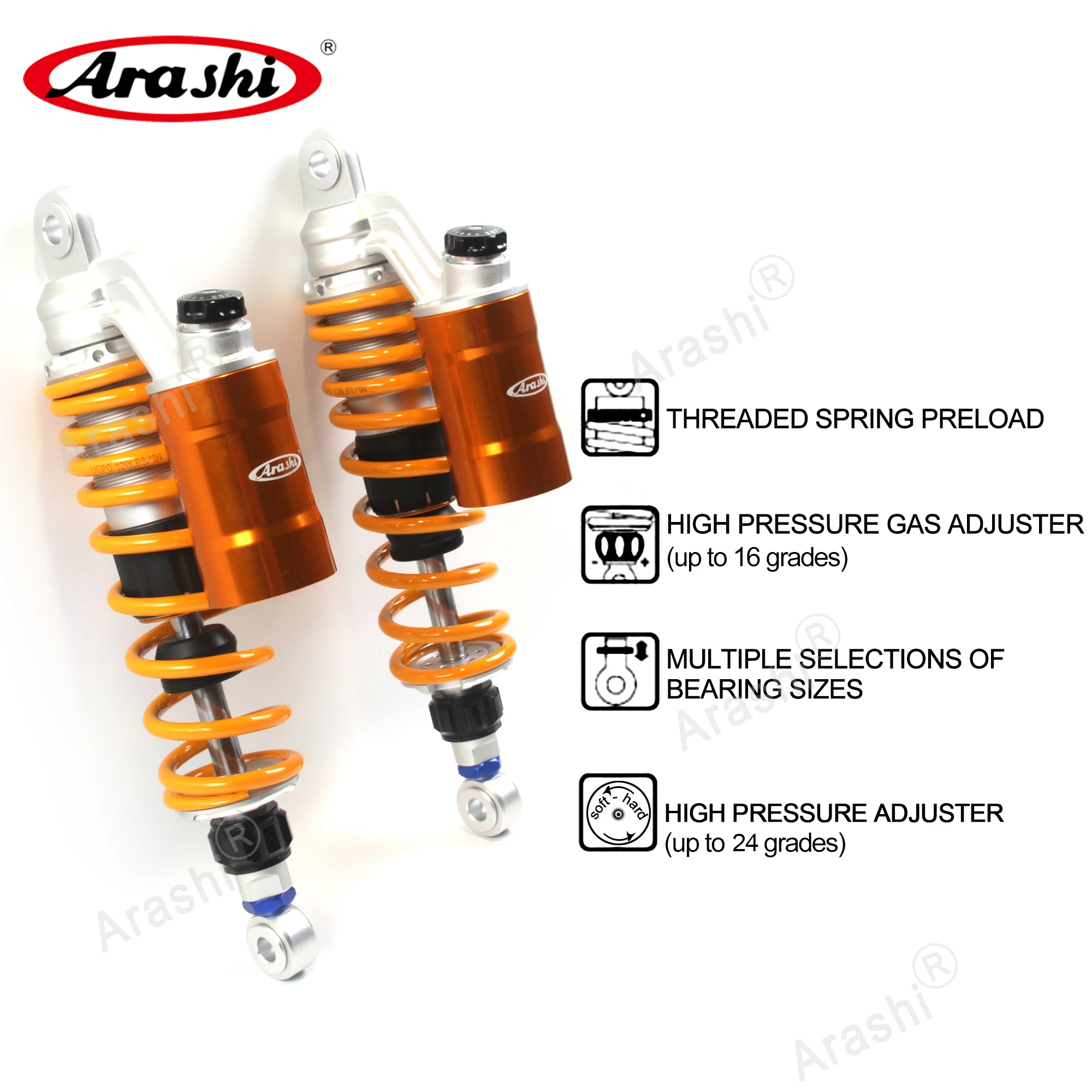 아라시 리어 쇼크 업소버, 질소 에어 쇼크 리어 서스펜션, 혼다, 야마하, 스즈키, 425mm, 365mm, 360mm, 330mm, 305mm 썸네일 3