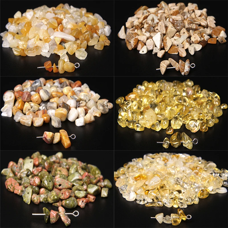 Freeform Chip Natural Stone Beads 5-8mm Irregular Shape Yellow Crazy Agates Citrine Quartzs Beads for Jewelry Making DIY 15.5\