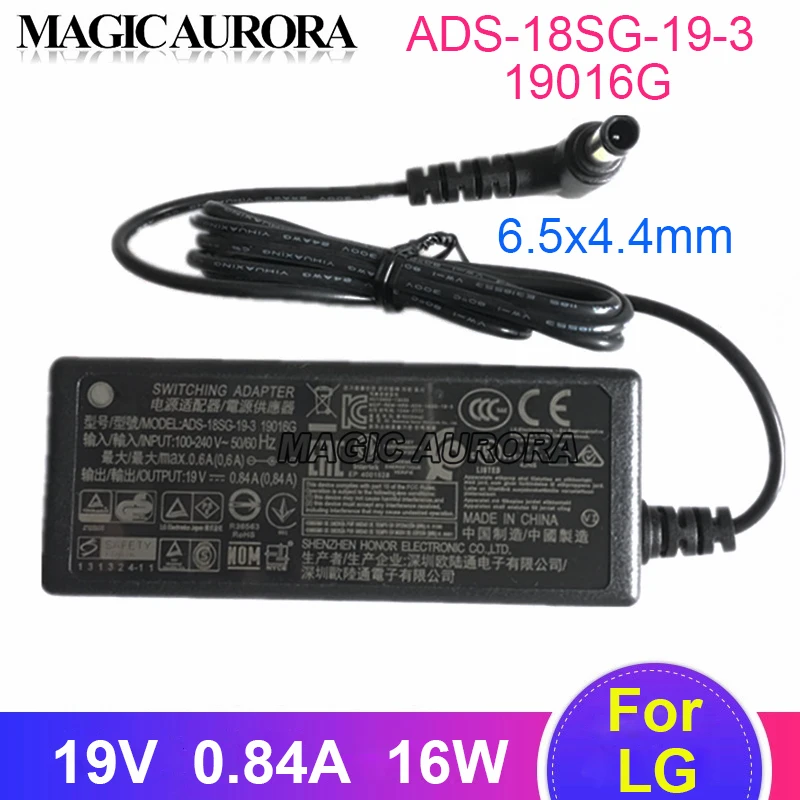 

ADS-18SG-19-3 19016G SWITCHING Adapter 19V 0.84A 16W Mornitor Charger For LG 19M38D 19M38A 22MK400A 22MK430H 22BK430H 22M38A-B