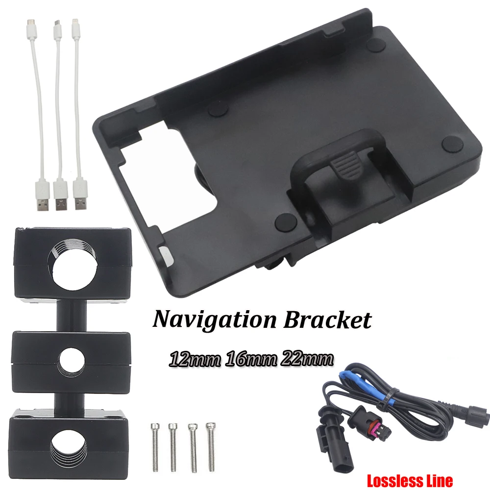 

12mm 16mm 22mm Mobile Phone Motorcycle Navigation Bracket USB Charging Holder For R1200GS F800GS ADV F700GS R1250GS CRF1000L