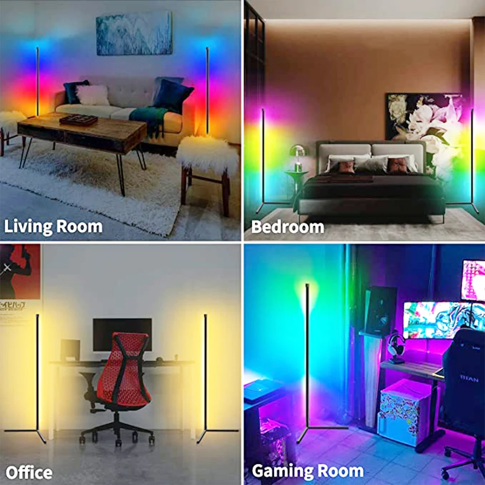 Imagem -06 - Luminária de Chão App Controle Rgb Conduziu a Lâmpada de Assoalho Moderna Ajustável Remoto Colorido Ângulo Luz Pôr do Sol em pé Luzes para Sala Estar Decoração Casa Luminária de Mesa Lampada Led Abajur para Quarto Sala