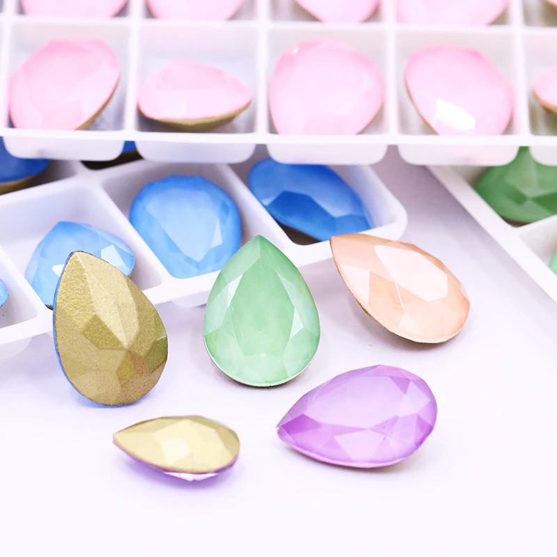 20 Pieces Mocha Series Drop Rhinestones Glass Rhinestones Strass Crystal Pointback Rhinestones Glue on DIY Accessories