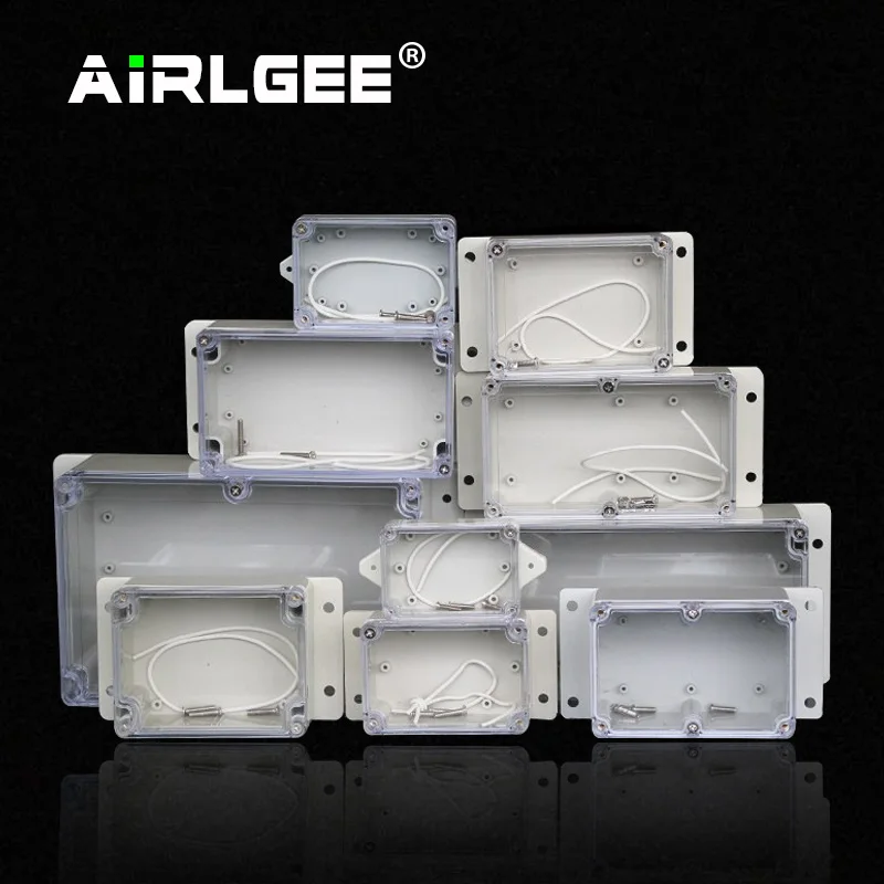 Transparent Cover Waterproof Sealed Plastic Box Electrical Enclosure Case With Fixed Ear IP65 Outdoor ABS  Junction Wire Box