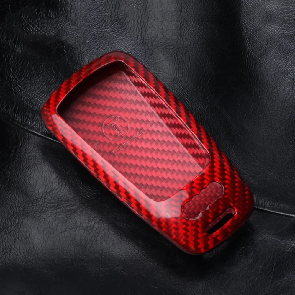 For Audi A4 A5 S4 S5 Q5 Q7 TT 8S A4L A6 TTS 2016+ Real Carbon Fiber Black/Red Auto Remote Key Fob Cover Case Shell Housing Cap