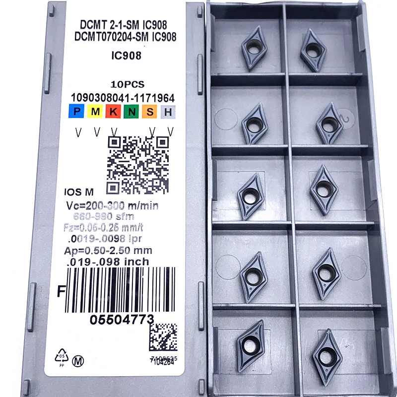 DCMT070204 DCMT070208 SM IC907 IC908 внешний токарный инструмент DCMT 070204 IC токарный станок с ЧПУ Режущий инструмент из карбида вольфрама