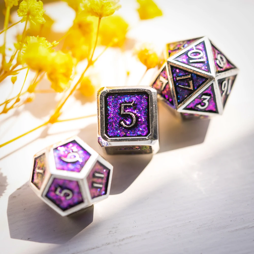 Cusdie Metal Frame Dices Dungeons and Dragons D4~D20 Polyhedral Dice Set for D&D Role Playing Board Game Pathfinder