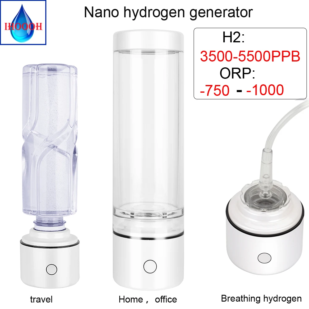 Nano High Hydrogen Rich Water Bottle/Cup H2 Generator SPE Alkaline Electrolysis Lonizer Multifunctional Mini Respirator IHOOOH